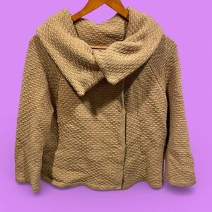 Cute creamy camel flax basketweave cashmere marino wool blend shawl cardigan